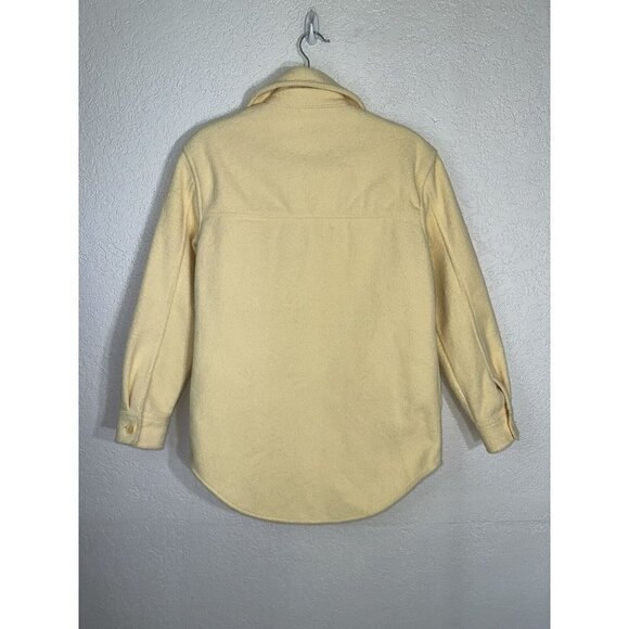 Joie Pale Yellow Fleece Button Up Shacket Size XS Pockets Oversize Jacket S - Picture 12 of 13